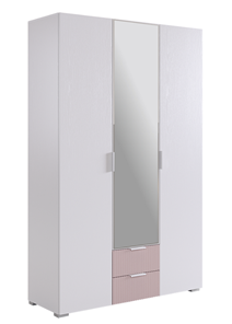 Шкаф трехдверный с ящиками Зефир 109.02 (белое дерево/пудра розовая (эмаль)) в Энгельсе