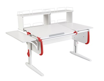 Детский стол-трансформер 1/75-40 (СУТ.25)  + Polka_b 1/550 + Polka_zz 1/600 (2 шт.) белый/белый/Красный в Саратове