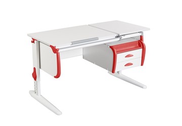 Детский стол-трансформер 1/75-40 (СУТ.25) + Tumba 3  белый/белый/Красный в Энгельсе