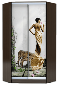 Угловой шкаф 2300х1103, ХИТ У-23-4-77-03, Девушка с леопардом, венге в Саратове