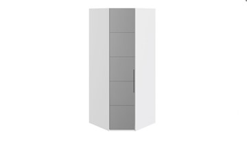 Распашной шкаф угловой Наоми с зеркальной левой дверью, цвет Белый глянец СМ-208.07.07 L в Саратове