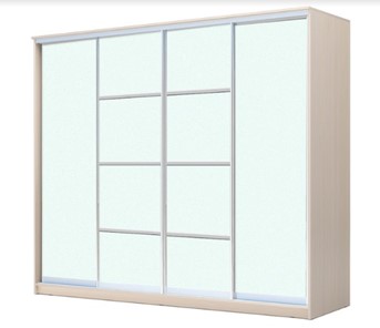 Шкаф 4-х дверный ХИТ 23-24/2-8888, с матовым стеклом, разделительные планки х2, Дуб млечный в Саратове