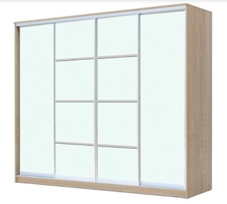 Шкаф 4-х дверный ХИТ 22-4-24/2-8888, с матовым стеклом, разделительные планки х2, Дуб сонома в Саратове