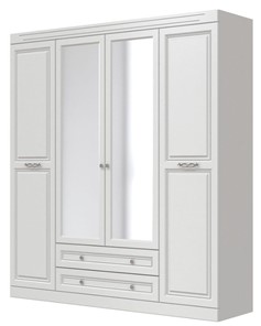 Шкаф четырехдверный в спальню Олимп ШР-4 (Белый) 2 зеркала в Саратове