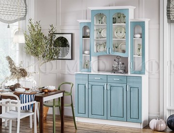 Кухонный шкаф Констанция 4-х створчатый, голубой в Саратове