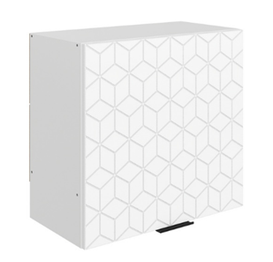 Шкаф навесной Стоун L600 Н566 (1 дв. гл.) с фрезировкой (белый/джелато софттач) в Саратове