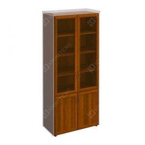 Шкаф для документов со стеклянными дверьми в рамке Мастер, темный орех (90х45х208) МТ 379 в Энгельсе