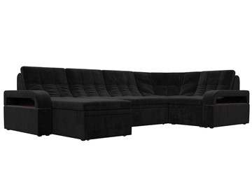 П-образный диван Лига-035, Черный (велюр) в Энгельсе