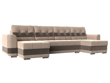 П-образный диван Честер, Бежевый/коричневый (велюр) в Саратове