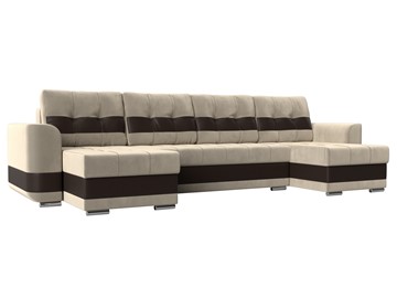 П-образный диван Честер, Бежевый/коричневый (вельвет/экокожа) в Саратове