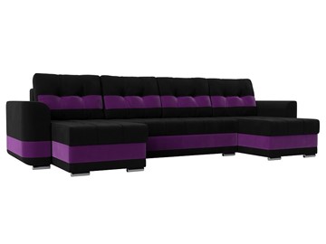 П-образный диван Честер, Черный/фиолетовый (вельвет) в Саратове