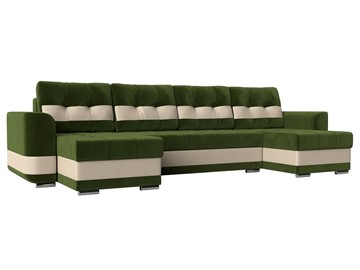 П-образный диван Честер, Зеленый/бежевый (вельвет/экокожа) в Саратове