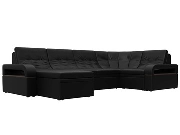 П-образный диван Лига-035, Черный (Экокожа) в Энгельсе