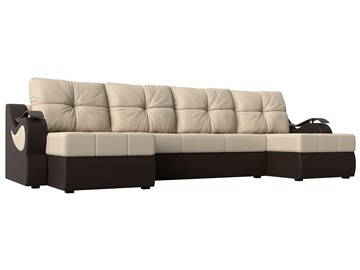 П-образный диван Меркурий П, Бежевый/коричневый (экокожа) в Саратове