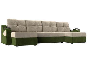 П-образный диван Меркурий П, Бежевый/зеленый (вельвет) в Саратове