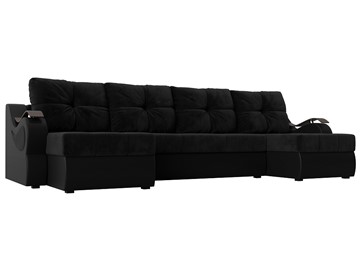 П-образный диван Меркурий П, Черный\Черный (Велюр\Экокожа) в Энгельсе