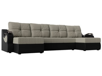 П-образный диван Меркурий П, Корфу 02 (рогожка)/черный (экокожа) в Саратове