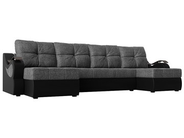 П-образный диван Меркурий П, Серый/черный (рогожка/экокожа) в Саратове