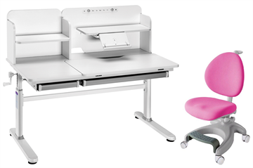 Комплект парта + кресло Iris II Grey + Cielo Pink + чехол для кресла в подарок в Саратове