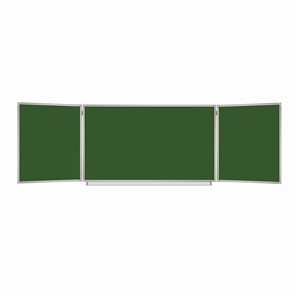 Доска для мела магнитная 3-х элементная 100х150/300 см, 5 рабочих поверхностей, зеленая, BRAUBERG, 231707 в Саратове