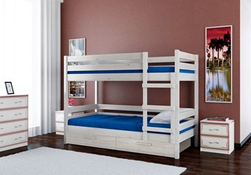 Кровать детская Джуниор двухъярусная с ящиками (Белый Античный) в Энгельсе - предосмотр