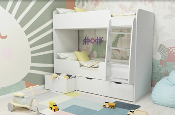 Детская 2-этажная кровать Малыш двойняшка 70х160, корпус Белое дерево, фасад Белое дерево в Саратове - предосмотр