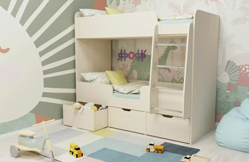 Двухэтажная детская кровать Малыш двойняшка 70х160, корпус Дуб молочный, фасад Дуб молочный в Энгельсе