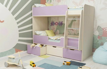Двухэтажная детская кровать Малыш двойняшка 70х160, корпус Дуб молочный, фасад Ирис в Саратове
