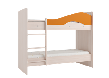 Кровать двухъярусная Мая с 2 ящиками на щитах, корпус Млечный дуб, фасад Оранжевый в Энгельсе - предосмотр 2