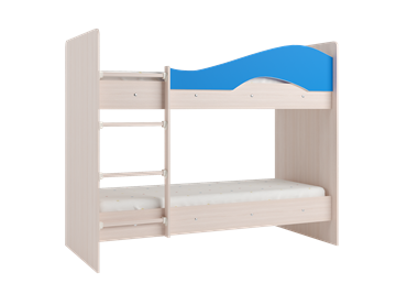 Детская 2-х ярусная кровать Мая с 2 ящиками на щитах, корпус Млечный дуб, фасад Синий в Саратове - предосмотр 2