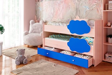 Двухъярусная детская кровать Соник 1.6 с ящиком, Синий в Саратове