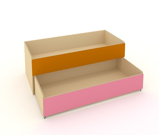 Детская кровать 2-х уровневая КД-2, Беж + Оранжевый + Розовый в Энгельсе - изображение