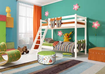 Двухъярусная кровать в детской. Кровать для двоих детей. Дизайн детской комнаты