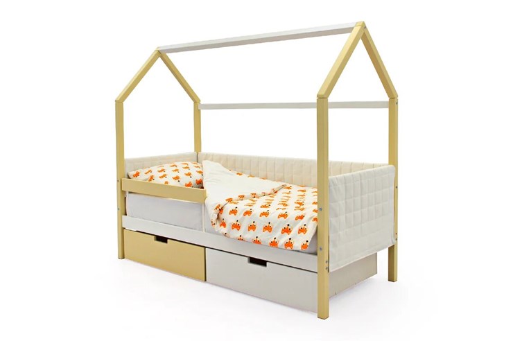 Кровать-домик «Svogen бежево-белый» мягкая в Саратове - изображение 4