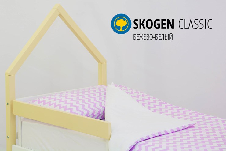 Кровать-домик в детскую мини Skogen бежево-белый в Саратове - изображение 3