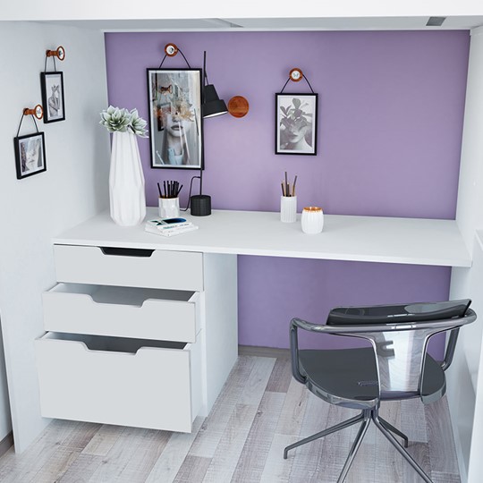 Кровать-чердак с письменным столом и шкафом POLINI Kids Simple Белый в Саратове - изображение 5