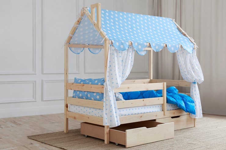 Кровать детская Домик с ящиками, без покраски в Саратове - изображение 2