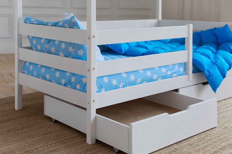 Кровать детская Домик с ящиками, цвет белый в Энгельсе - изображение 3