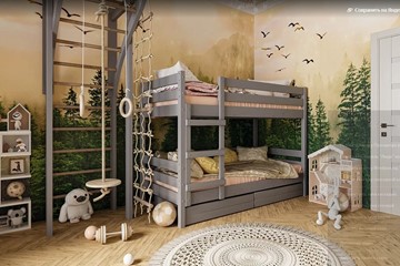 Детская кровать Джуниор двухъярусная с ящиками (Антрацит) в Саратове - предосмотр 1