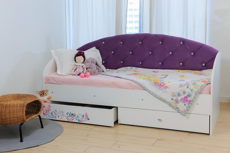 Детская кровать с ящиками Эльза без бортика, Фиолетовый (латы) в Саратове - изображение 5