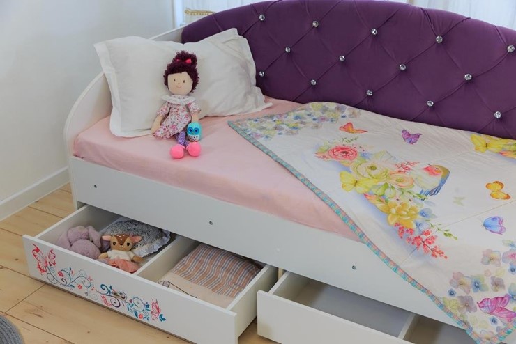 Детская кровать с ящиками Эльза без бортика, Фиолетовый (латы) в Саратове - изображение 6