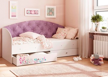 Детская кровать с ящиками Эльза без бортика, Фиолетовый (латы) в Саратове