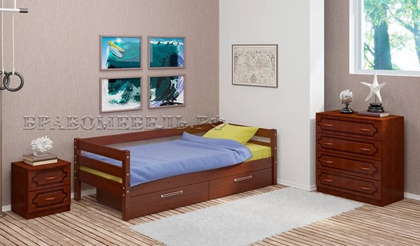 Детская кровать Глория с ящиками(Орех) в Саратове - изображение