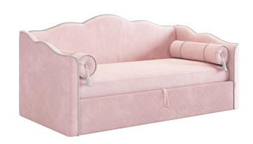 Детская кровать с подъемным механизмом Лея (Софа) 90х200 (нежно-розовый (велюр)/галька (велюр)) в Саратове