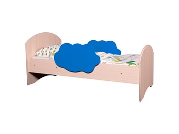 Детская кровать с бортиками Тучка, корпус Дуб млечный, фасад Синий в Саратове