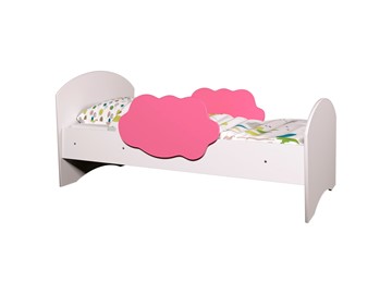 Детская кровать с бортиками Тучка, корпус Белый, фасад Розовый в Саратове