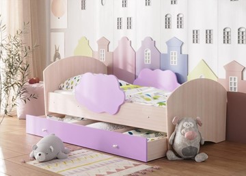 Детская кровать Тучка с ящиком, корпус Дуб млечный, фасад Ирис в Энгельсе