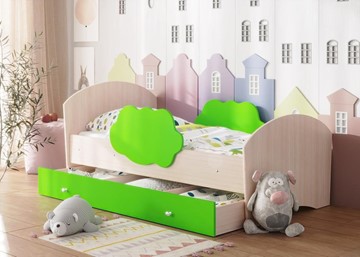 Кровать детская Тучка с ящиком, корпус Дуб млечный, фасад Лайм в Саратове