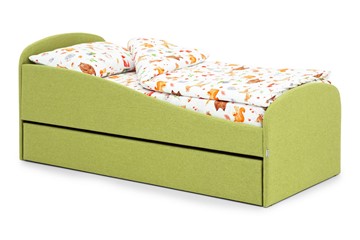Мягкая кровать с ящиком Letmo авокадо (рогожка) в Саратове
