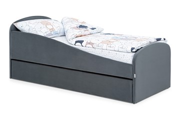 Кровать в детскую с ящиком Letmo графит (велюр) в Энгельсе